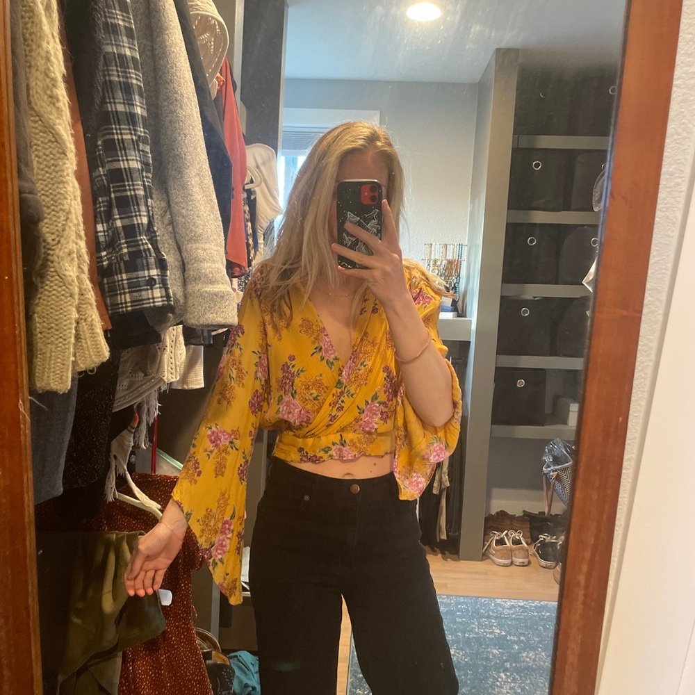 Floral Yellow Crop Top